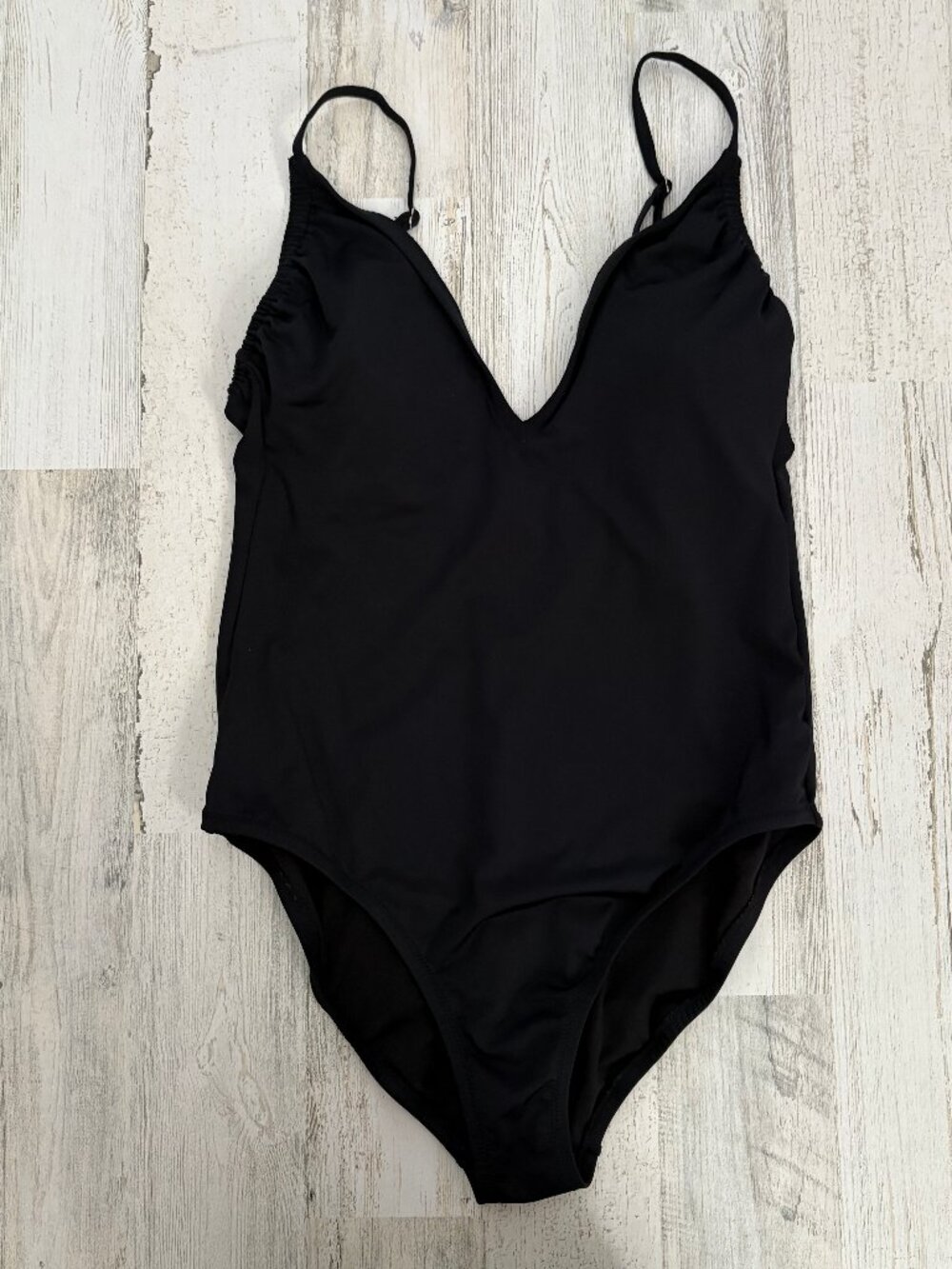 Kona Sol Womens Size Large Black 1pc Swimsuit Low-V Back Bathing Suit